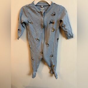 4/30$ Pekkle Blue Construction-Print Footed Pajamas 9 months